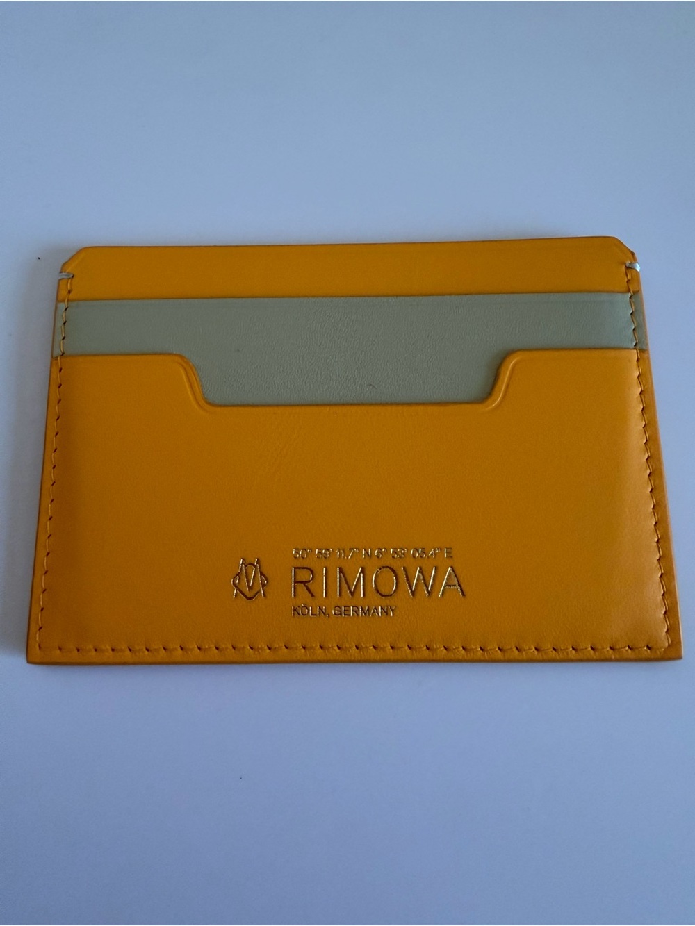RIMOWA Yellow Leather Card & Key Holder with Light Gray Slot